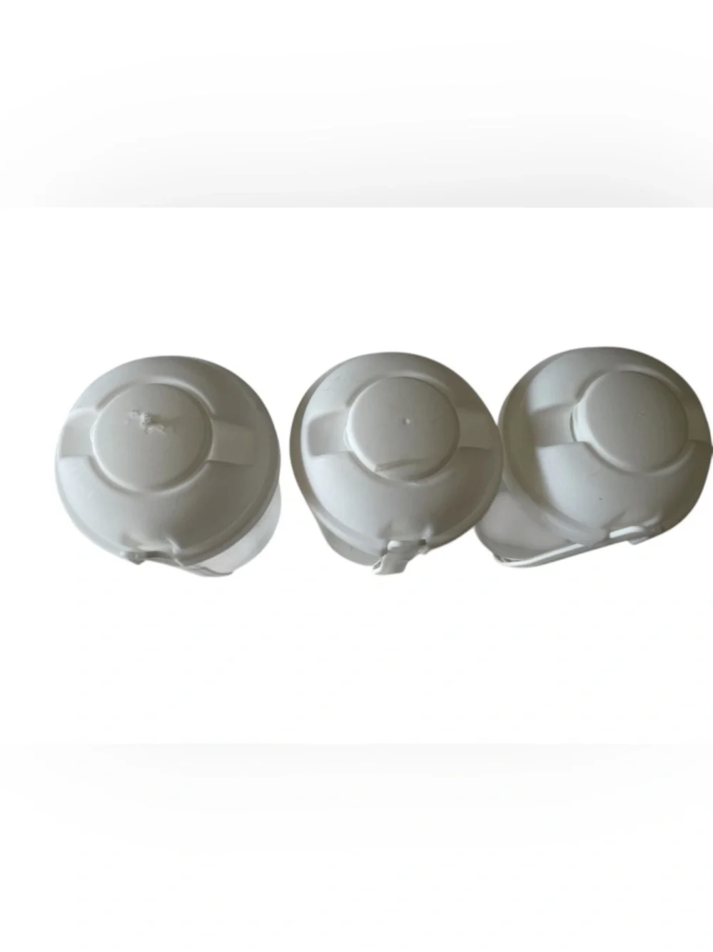 Set of 3 White Plastic Salad Shaker Containers with Built-in Forks. Brand new!